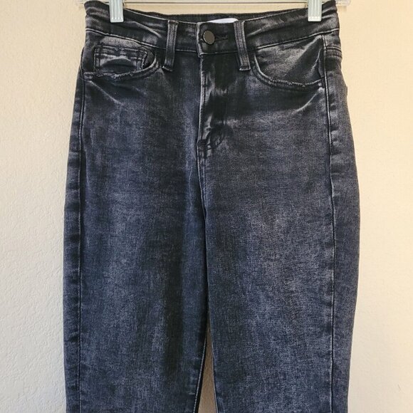 Flying Monkey Jeans Womens Size 25 High Rise Charcoal Black Distressed Stretchy - Picture 2 of 9